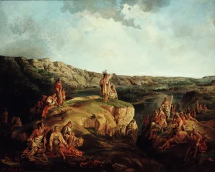 Westers landschap met indianen, 1852